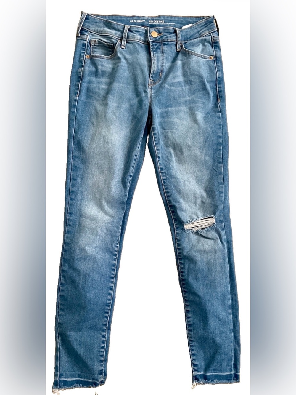 Old Navy ROCKSTAR Skinny Sculpting JEANS Distressed Blue Denim 26 Waist
